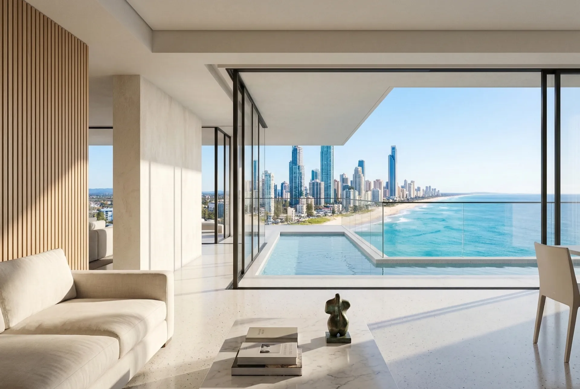 Paradise Stayz residence opening to the Gold Coast skyline